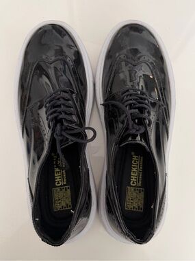 CHEKICH Black Patent Lace-Up Platform Sneakers Mens sz 10